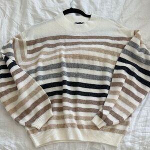 Ann Taylor Cream and Brown Striped Sweater